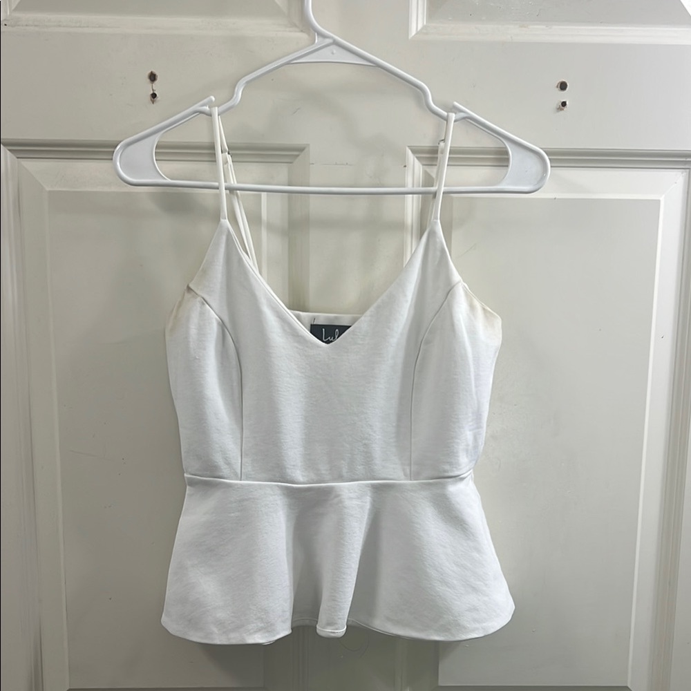 Lulu's White Fitted Peplum Camisole